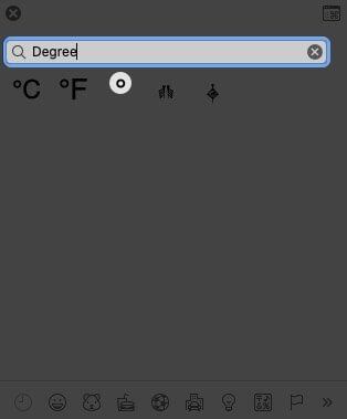 shortcut for degree symbol mac